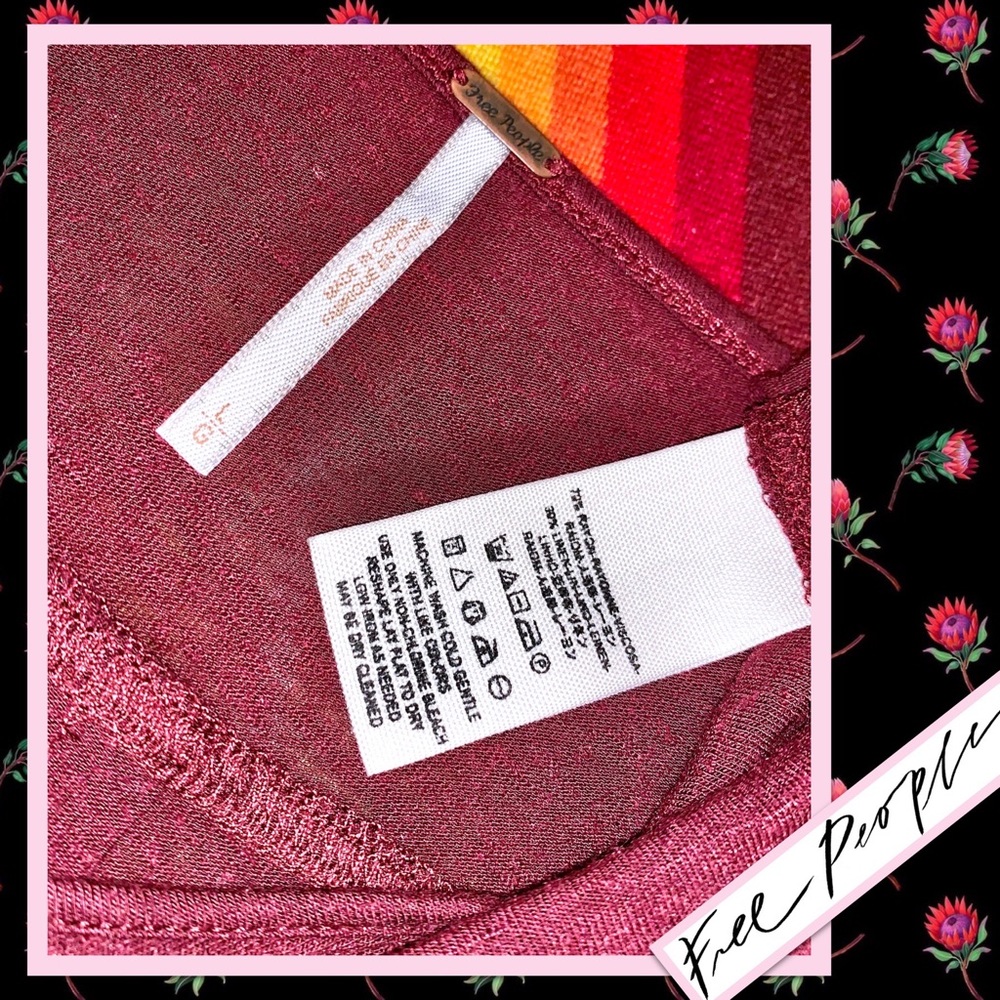 Free People Bittersweet Tee with Shoulder Cutouts EUC in Wine / Burgundy - Picture 12 of 12
